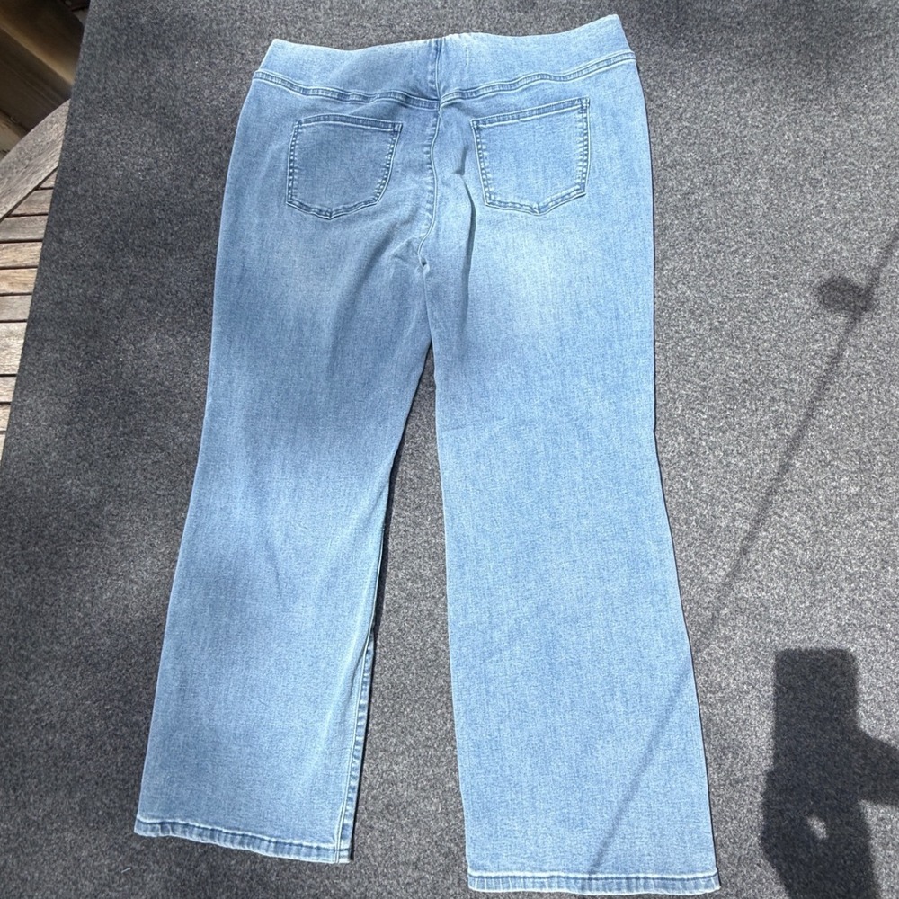Soft Surroundings Jeans Womens 18W Light Blue Pull On High Rise Wide Leg Stretch - Picture 4 of 11